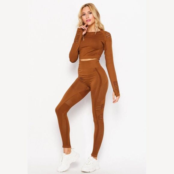 Fall outfit - Seamless Laser Cut 2 Piece Sport Set - Fall outfit - Long sleeve - Picture 3 of 3